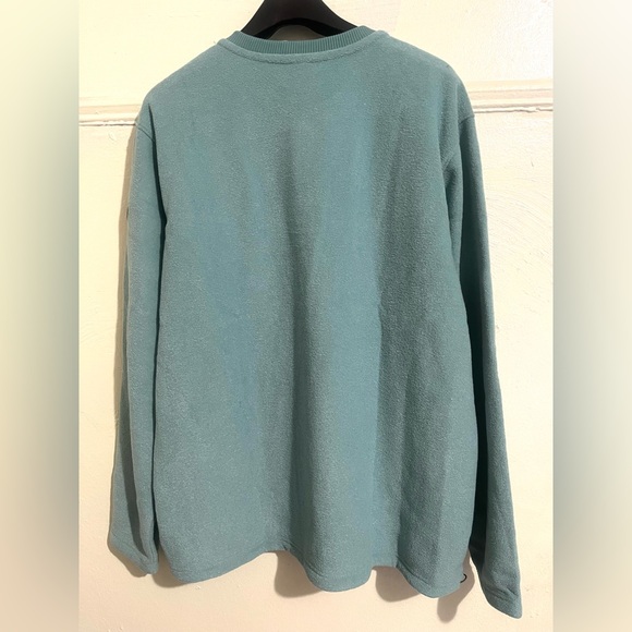Eddie Bauer Mountain Henley Fleece Men's Teal Sweater with Navy Pocket - Picture 4 of 8